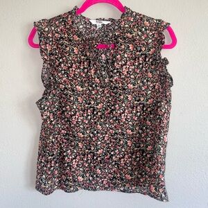 BB Dakota Steve Madden floral shirt ruffle shoulders sz Medium